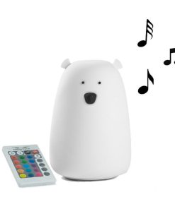 Rabbit&Friends Lampka Silikonowa Miś Duży Biały z głośnikiem